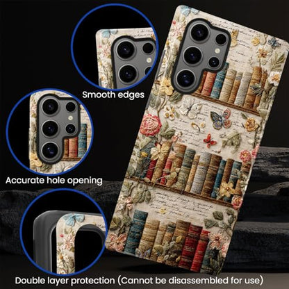 Compatible with Samsung Galaxy S24 Ultra Case,Glossy Case All-Round Protection Shockproof Anti-Scratches TPU Cover,Cases for Man Woman-Antique Bookshelf - color: Antique Bookshelf, size: Galaxy S24 Ultra