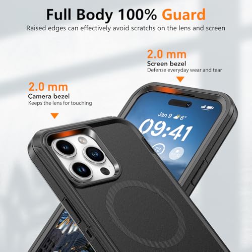 TUTUKII Magnetic for iPhone 13 Pro/14 Pro Case with Belt Clip Holster | Black, MagSafe Compatible, Military-Grade Drop Protection, 3-Layer Rugged Shockproof Protective Cover 6.1-Inch - size: iPhone 14 Pro &13 Pro 6.1"