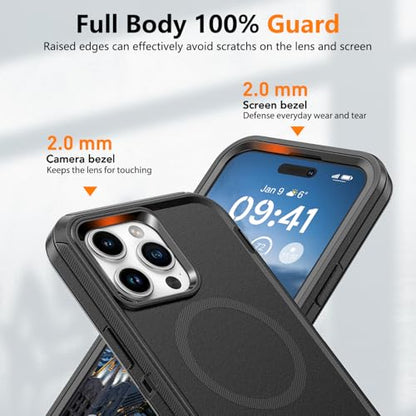 TUTUKII Magnetic for iPhone 13 Pro/14 Pro Case with Belt Clip Holster | Black, MagSafe Compatible, Military-Grade Drop Protection, 3-Layer Rugged Shockproof Protective Cover 6.1-Inch - size: iPhone 14 Pro &13 Pro 6.1"