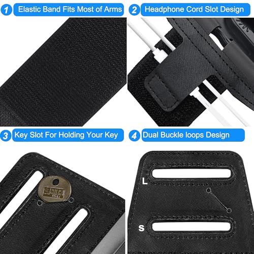 2 Pack Cell Phone Holder Armband - Reflective & Adjustable Wristband Strap Arm Bands Case Compatible with iPhone 16 15 14 13 12 Mini Pro Max Plus Samsung Galaxy Pixel for Workout Exercise Sports - color: 2 Pack Black