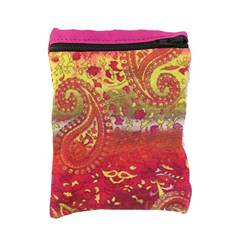 Sprigs Wrist Wallet Running Wristband Pocket for Keys Cards Cash ID Phone - color: Yellow Paisley/ Pink