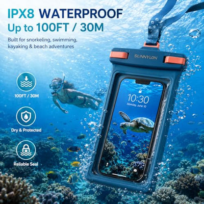 3D Waterproof Phone Pouch Case,IPX8 100FT Underwater Cell Phone Dry Bag,Soft TPU Sensitive Touch Screen Protector with Lanyard,Fits iPhone 17-11 Pro Max Plus,Galaxy S25,for Fishing Pool River(Blue) - color: 1-pack Blue