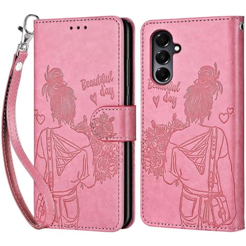 for Samsung Galaxy A16 5G Wallet case, Pink-Girl | 3 Card Holders, Kickstand, Shockproof TPU Shell, PU Leather, Magnetic Closure, Protective Flip Folio Cover, Women - color: 1