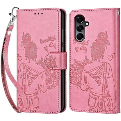 for Samsung Galaxy A16 5G Wallet case, Pink-Girl | 3 Card Holders, Kickstand, Shockproof TPU Shell, PU Leather, Magnetic Closure, Protective Flip Folio Cover, Women - color: 1
