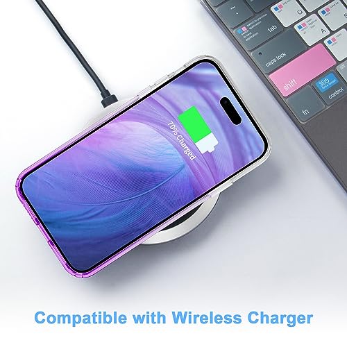 JJGoo Compatible with iPhone 15 Pro Case Clear, Soft Clear Fiexible TPU Phone Cases, Shockproof Transparent Bumper Cover Slim Thin Phone Case, Gradient Purple - color: Gradient Purple