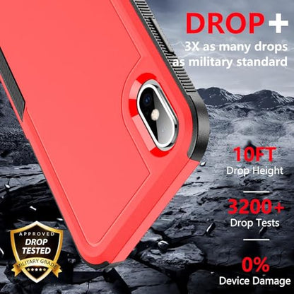 SPIDERCASE for iPhone Xs Max Case, [10 FT Military Grade Drop Protection] [Non-Slip] [2 pcs Tempered Glass Screen Protector] Shockproof Airbag Cushion Protective Case for iPhone Xs Max 6.5” (Red) - color: Red