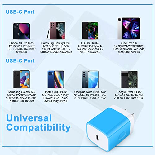 USB C Box,GiGreen 20W Fast Wall Charger Plug Cube Power Adapter for Samsung - color: 1-blue