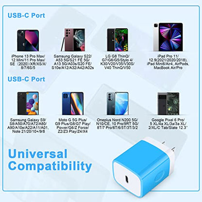 USB C Box,GiGreen 20W Fast Wall Charger Plug Cube Power Adapter for Samsung - color: 1-blue