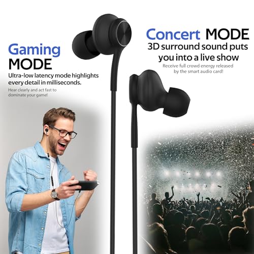 USB C Wired Gaming Earbuds, in-Ear Headphones with Built-in DAC Sound Card, Low-Latency, 5 EQ Modes, Vocal Enhancement & Microphone, Compatible with iPhone 15/16 Series, Samsung S22/S23/S24