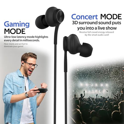 USB C Wired Gaming Earbuds, in-Ear Headphones with Built-in DAC Sound Card, Low-Latency, 5 EQ Modes, Vocal Enhancement & Microphone, Compatible with iPhone 15/16 Series, Samsung S22/S23/S24
