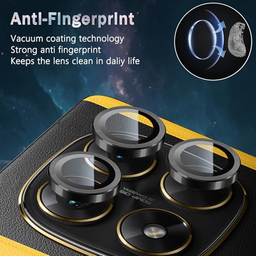 1 Pack Camera Lens Frame for Xiaomi Poco X7 5G/4G, 9H Glass Screen Protector Anti-Scratch, Tempered Glass Metal Individual Camera Cover Accessories for Xiaomi Poco X7 5G/4G,Black - size: for Xiaomi Poco X7 5G/4G