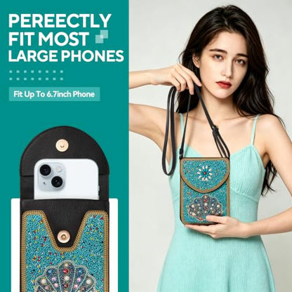 Small Beaded Crossbody Bag for Women, Boho Cell Phone Shoulder Purse Wallet with Handcrafted Colorful Beads - color: Tree-4