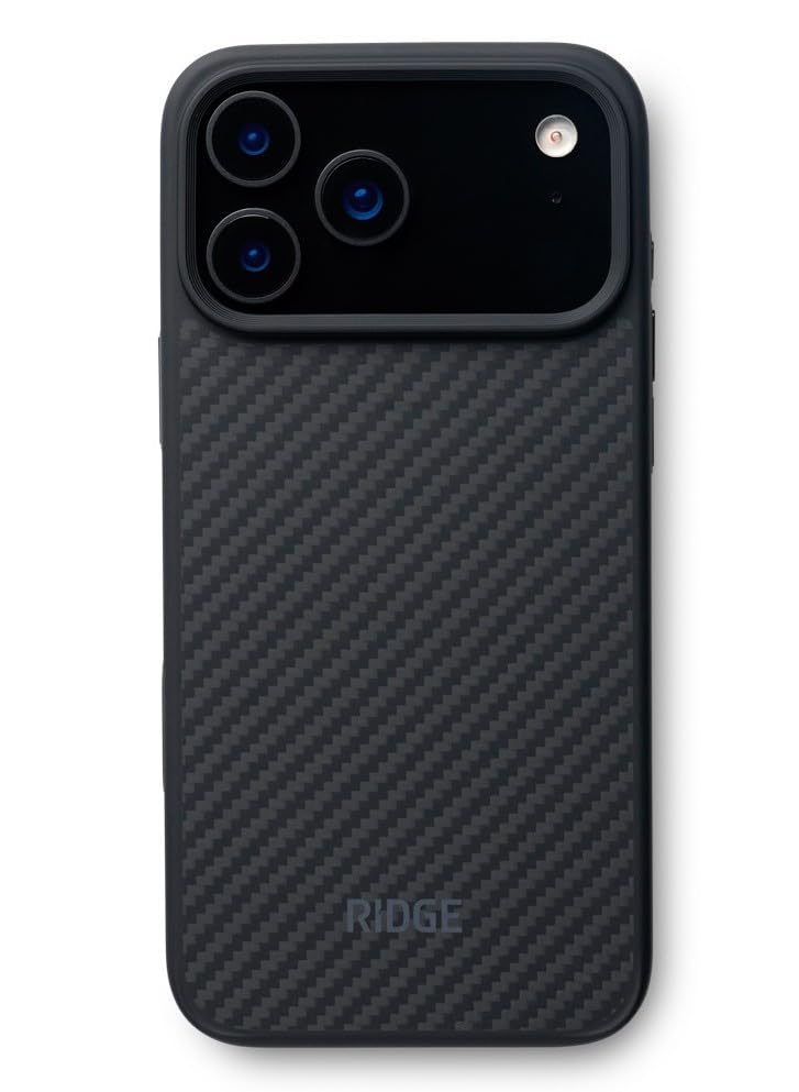 Ridge Case Compatible with iPhone 17 PRO MAX - Compatible with MAGSAFE & Wireless Charging, Aluminum Control Buttons, Dual-Layer Construction, TPU Bumper with Drop Protection (Carbon) - color: Carbon, size: iPhone 17 Pro Max