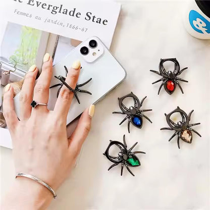 Spider Shape Phone Ring Holder 360° Rotating Universal Spider Mobile Stand - Polished Metal Grip for Cell Phones (Red) - color: Red