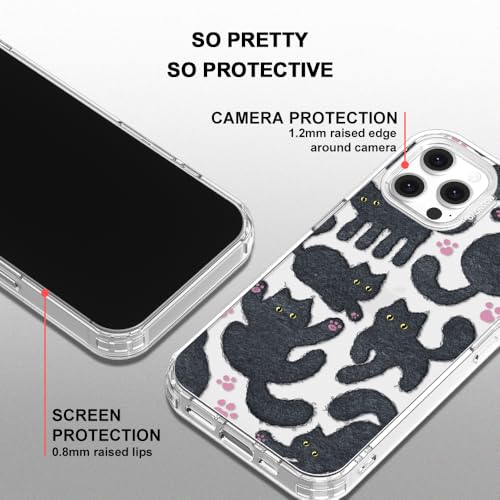 MOSNOVO Case for iPhone 12 & iPhone 12 Pro, [Buffertech 6.6ft Military-Grade Drop Protection] [Anti Peel Off Tech] Clear TPU Bumper Phone Case Cover Design - Black Furry Cat - color: Clear - Black Furry Cat, size: iPhone 12 / iPhone 12 Pro