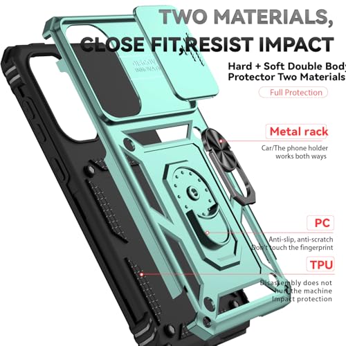 for Samsung Galaxy A36 5G Case with Slide Camera Cover HD Screen Protector [Military Grade 16ft. Drop Tested] Magnetic Ring Holder Kickstand Protective Phone Case for Galaxy A36 5G 2025, Dark Green - color: Dark Green w/ Slide Camera 2nd gen. Military Gra