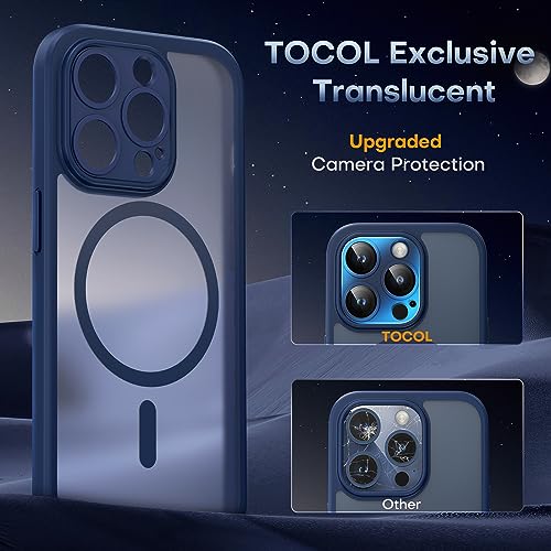 TOCOL Magnetic for iPhone 15 Pro Case, Upgraded Full Camera Protection, Compatible with Magsafe, Drop Protection, Translucent Matte Back Phone Cover 6.1-Inch (Dark Blue) - color: Dark Blue, size: Iphone 15 Pro