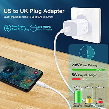 Universal Travel Adapter,US to UK Plug Adapter,2-Pack Fast 20W International Plug Adapter USB C Wall Charger Converter for iPhone 17 16 15 14 13 12 11 Pro Max XR XS X,Samsung Galaxy A17,Google Pixel - color: Grey
