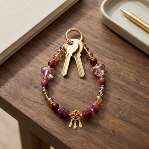 Phone Charm for Women, Beaded Wrist Strap Lanyard with Tether Tab – Anti-Theft Hands-Free Detachable Phone Chain Wristlet
