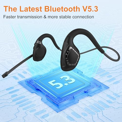 Golvery Open Ear Headphones with Mic, Bluetooth V5.3 Headset w/Microphone - color: Black