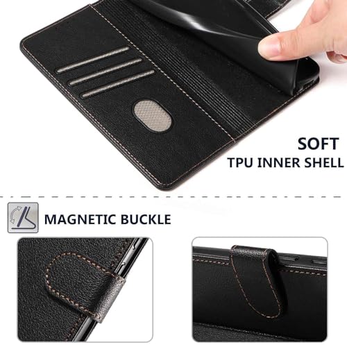 for Galaxy A17/A16 5G Phone Case Wallet RFID Blocking (Black) | Premium PU leather, card holder/cash slots, protective flip cover for Samsung Galaxy A17/A16, magnetic closure, kickstand - color: Black