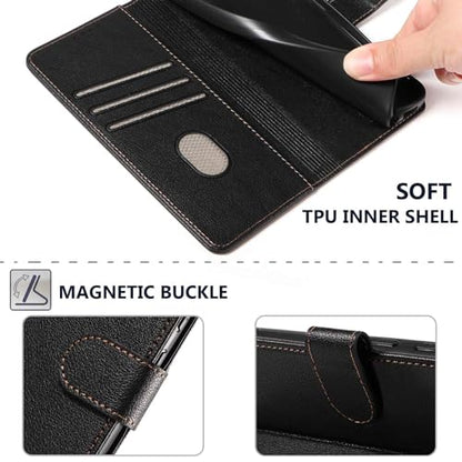 for Galaxy A17/A16 5G Phone Case Wallet RFID Blocking (Black) | Premium PU leather, card holder/cash slots, protective flip cover for Samsung Galaxy A17/A16, magnetic closure, kickstand - color: Black