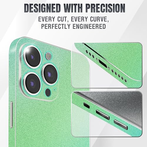 2Pcs Skin Wrap Compatible for iPhone 15 Pro – Slim Decal Vinyl Protective Film for Sides & Back – Sleek Fit, Premium Look – Compatible with All iPhone 15 Pro Cases - Glossy Warm Mint - color: Glossy Warm Mint