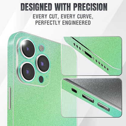 2Pcs Skin Wrap Compatible for iPhone 15 Pro – Slim Decal Vinyl Protective Film for Sides & Back – Sleek Fit, Premium Look – Compatible with All iPhone 15 Pro Cases - Glossy Warm Mint - color: Glossy Warm Mint