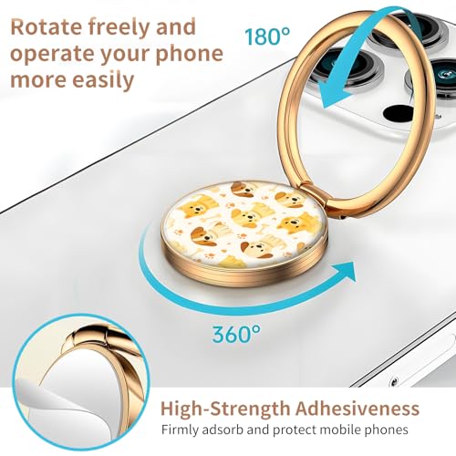 Cell Phone Ring Holder, Cute Metal Phone Grip Stand Finger Ring Kickstand, Flexible 360°Rotation Phone Tablet Case Accessories Compatible with Most Phones Cute Yellow Puppy - color: Cute Yellow Puppy