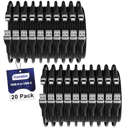 USB C Cable (0.6ft/7.2inch, 20 Pack), USB A to USB Cord, 3A Fast Charging - size: 0.6FT, style: 20-Pack
