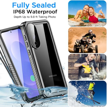 AICase for Samsung Galaxy S25 Edge Case Waterproof, Clear Water Proof Shockproof Snowproof Dustproof Full Body Rugged Transparent Underwater Phone Case with Lanyard Built-in Screen Protector - size: Galaxy S25 Edge