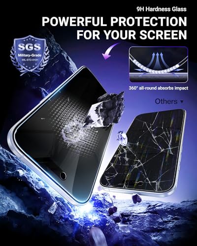 NIMASO for iPhone Air Screen Protector Privacy 6.5-Inch, 2 Pack 9H Hardness Anti-Spy Tempered Glass Military Grade Shatterproof, Anti-Scratch, with Easy Installation Tool - size: iPhone Air 6.5 inch