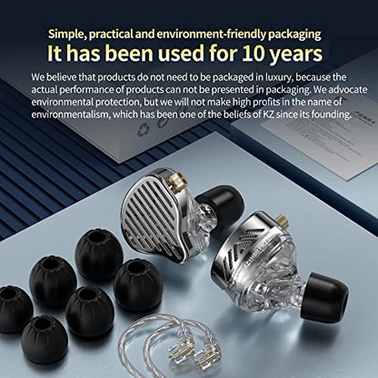 KZ x HBB PR2 in Ear Monitor Earphones 13.2mm Planar Magnetic Driver HiFi Wired Headphone Noise Cancelling IEM Earbuds with Detachable 2 Pin Silver-Plated Cable for Audiophile (Without Mic) - color: SolidBlack