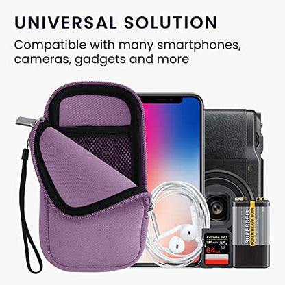 kwmobile Universal Phone Pouch Size L - 6.5" - Neoprene Smartphone Pouch with Zip - Water-Repellent Mobile Phone Case - Sleeve in Lavender - color: lavender, size: L - 6.5"