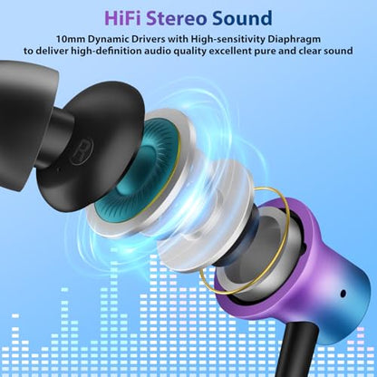 COOYA USB C Headphones for iPhone 17 18 Pro Max/iPad Wired Earbuds Purple - color: Purple