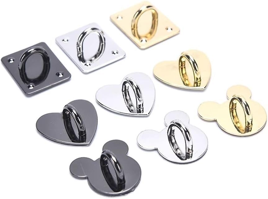 2Pcs Metal Phone Ring Holder, Rotating Adhesive Grip for DIY Keychains/Phone Stand, Heart-Shaped Anti-Slip Finger Strap Mobile Accessories