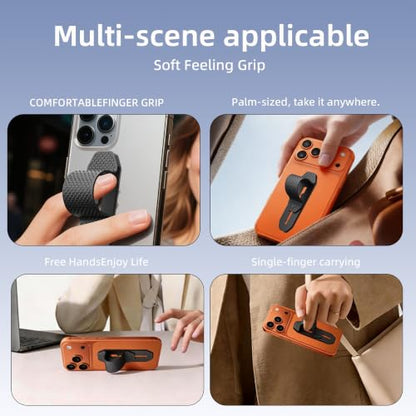 2Pcs Retractable Ring Stand – Telescopic Phone Grip with Matte Silicone Kickstand, Adhesive Hook Mount – Universal Anti-Drop Holder