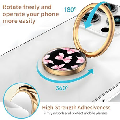 Cell Phone Ring Holder, Cute Metal Phone Grip Stand Finger Ring Kickstand, Flexible 360°Rotation Phone Tablet Case Accessories Compatible with Most Phones Pink Black Bowtie - color: Pink Black Bowtie