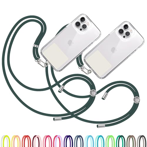 TBOC 2X Cell Phone Lanyard [Dark Green] - Comfortable Universal Smartphone Lanyard - Easy to Use Neck Phone Holder [White Ice Patch] - Adjustable Length Phone Strap Crossbody - Fits All Mobile Phones - color: Dark Green