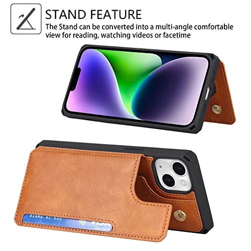 Cavor for iPhone 14 Wallet Case with Card Holder for Women, Light Brown - color: B-Light brown
