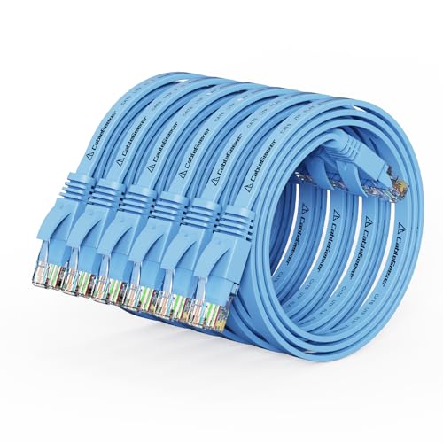 CableGeeker Cat 6 Flat Ethernet Cable 1ft 6Pack, 10Gbps, Blue - color: Blue-Flat, size: 1ft