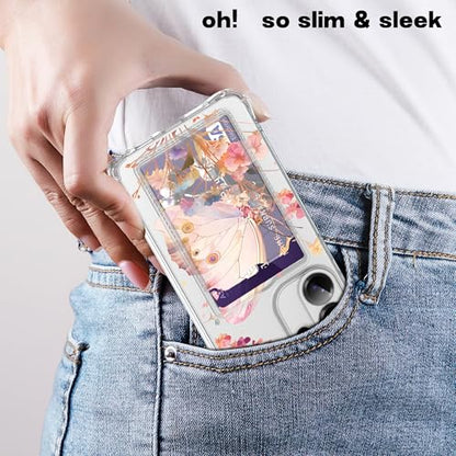 Designed for Galaxy S26 Ultra Case Clear with Card Holder, Shockproof Protective Butterfly and Flower Wallet Case for Samsung Galaxy S26 Ultra - color: Blutterfly+Flower