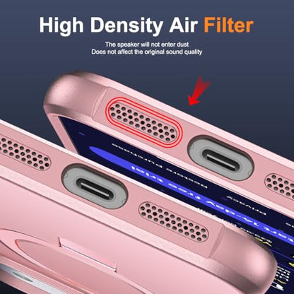 SKYLMW Compatible with iPhone 17 Pro Case with Stand,Rose Gold | iPhone 17 Pro Phone Case 6.3",Magnetic Ring Stand,Compatible with MagSafe,Military-Grade Protection,Great Grip Feeling - color: Rose Gold, size: Iphone 17 Pro