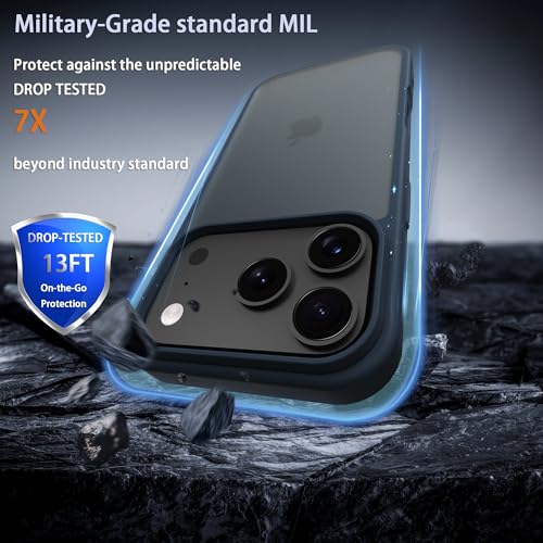 for iPhone 17 pro max Case Translucent Matte Phone Cover, [10 FT Military Grade Drop Protection] Slim Durable Shockproof Protective Bumper (Dark Blue, iPhone 17 pro max) - color: Dark Blue, size: iPhone 17 Pro Max