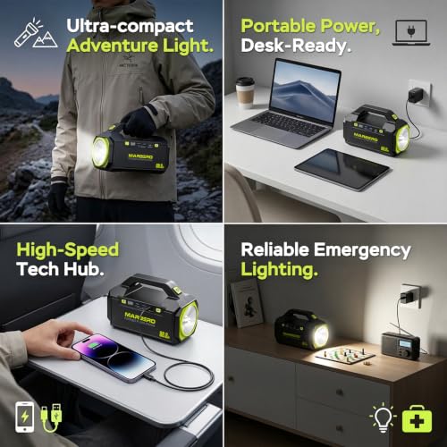 MARBERO Portable Power Station with AC Outlet 100W Solar Generator 88.8Wh - color: Yellow Green