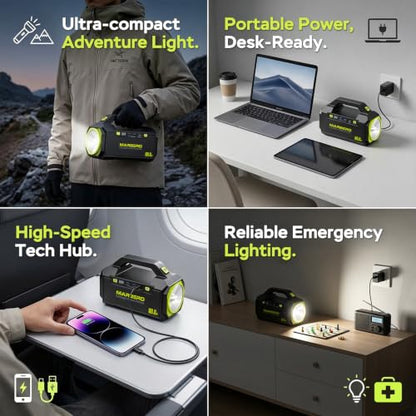 MARBERO Portable Power Station with AC Outlet 100W Solar Generator 88.8Wh - color: Yellow Green