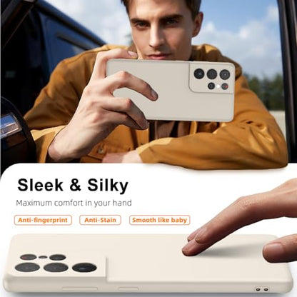 X-level for Samsung Galaxy S21 Ultra Case Slim Fit Ultra-Thin Super Soft TPU [Guardian Series] S21 Ultra Phone Back Cover Light Protective Matte Finish Coating Shockproof Case for Women Men -Beige - color: Beige