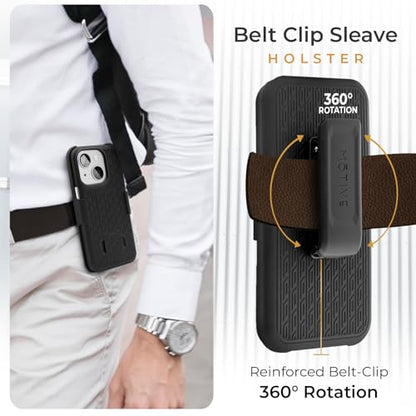 MOTIVE for iPhone 15 Case with Belt Clip, Rigid, Kickstand | 6.1" | Ranger v1 Series, Black, 360° holster, open-top/open-bottom port access, textured grip, slim - size: iPhone 15