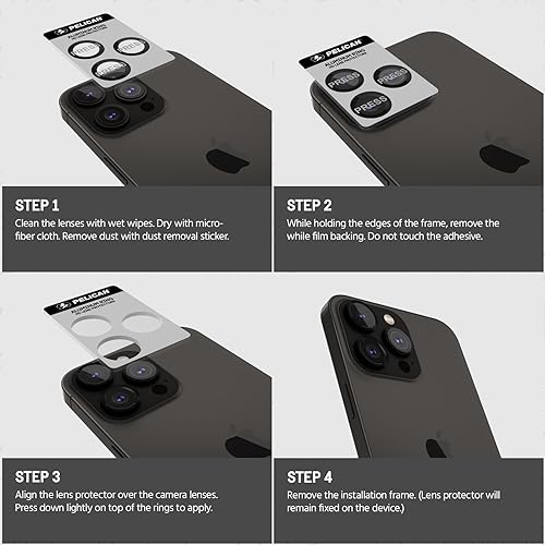 Pelican iPhone 15 Pro Max/iPhone 15 Pro Camera Lens Protector - Black - size: iPhone 15 Pro / iPhone 15 Pro Max
