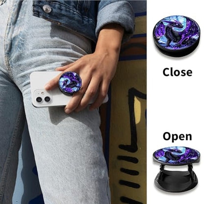 [2 Pack] Cell Phone Grip with Expanding Kickstand, Snow Dragon - color: Snow Dragon